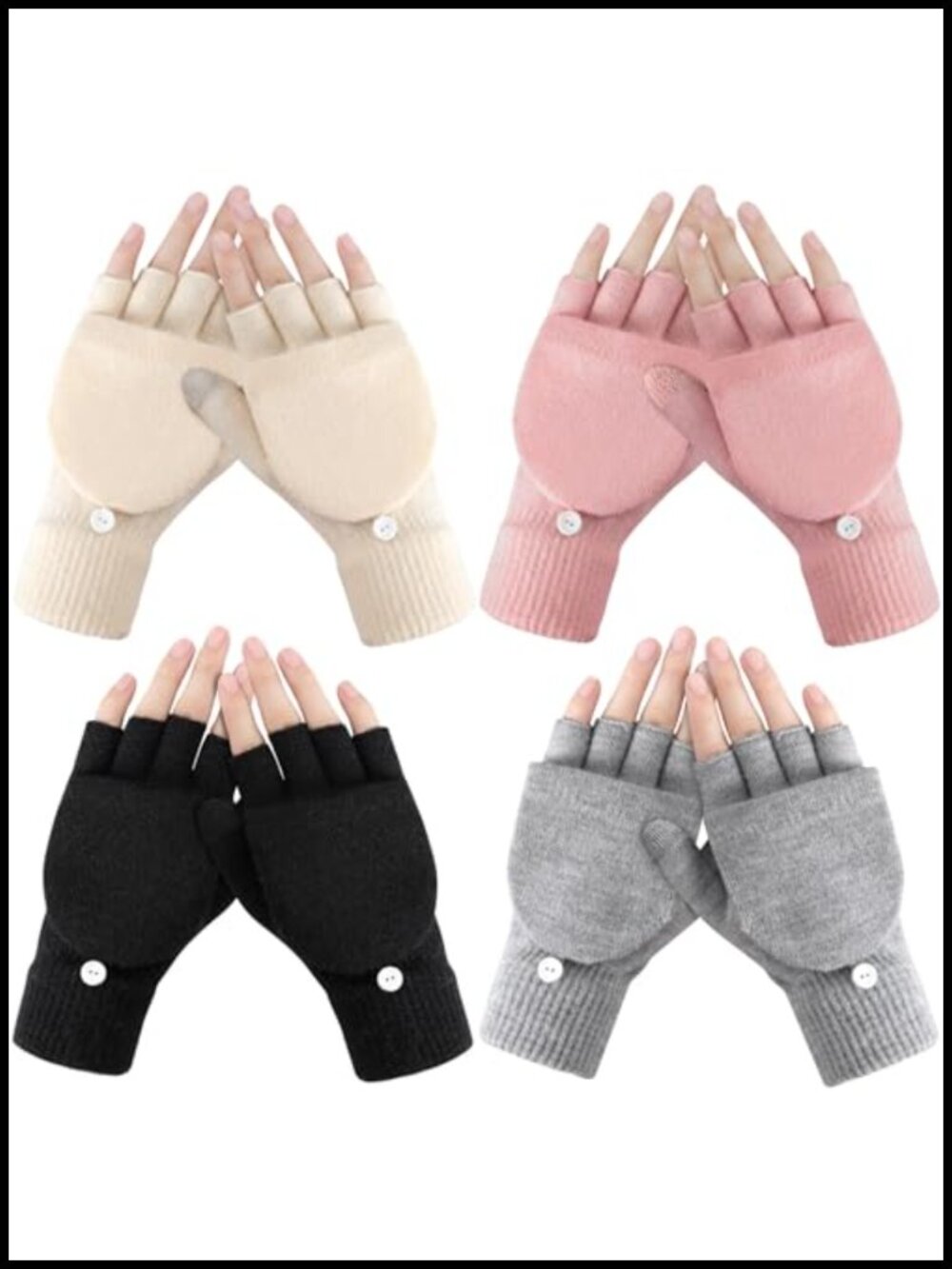 Alpaca Wool Fingerless Winter Gloves Fleece Lined Half Finger Mittens
